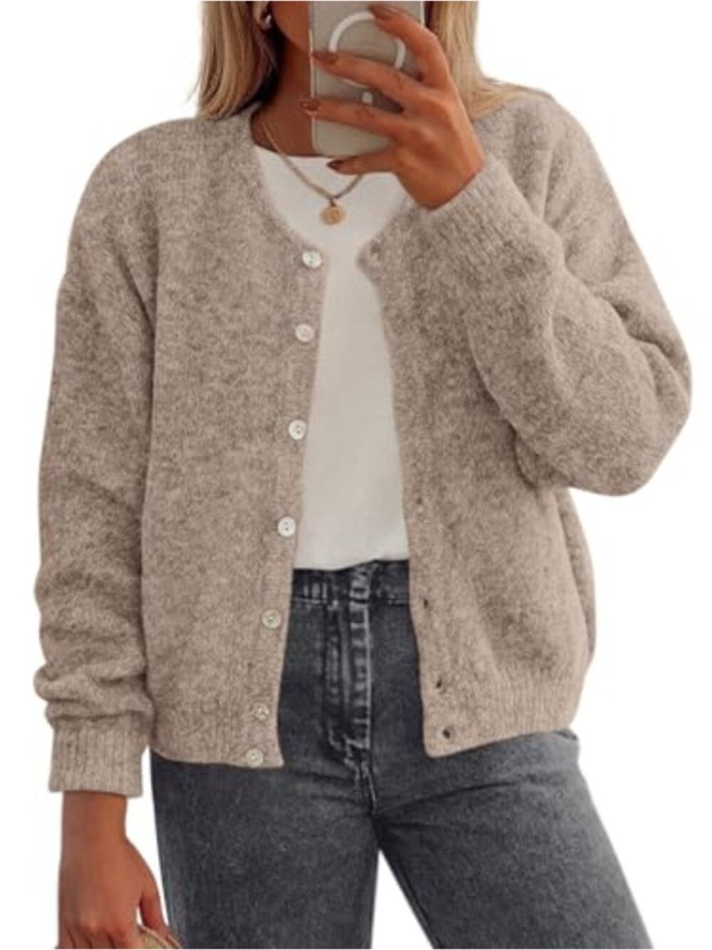 Women's Long Sleeve Button Down Cardigan Sweater Knit Open Front